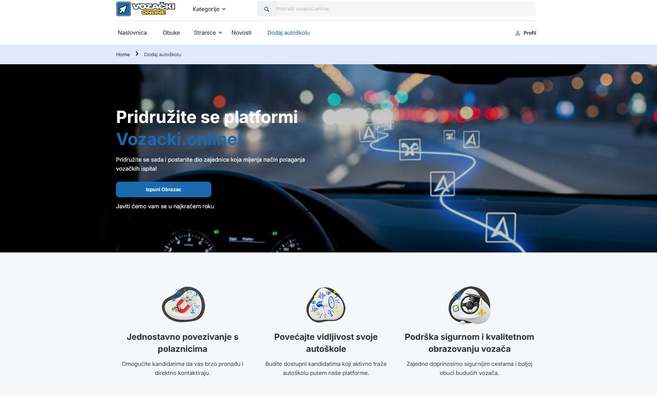 Vozacki.online Screenshot